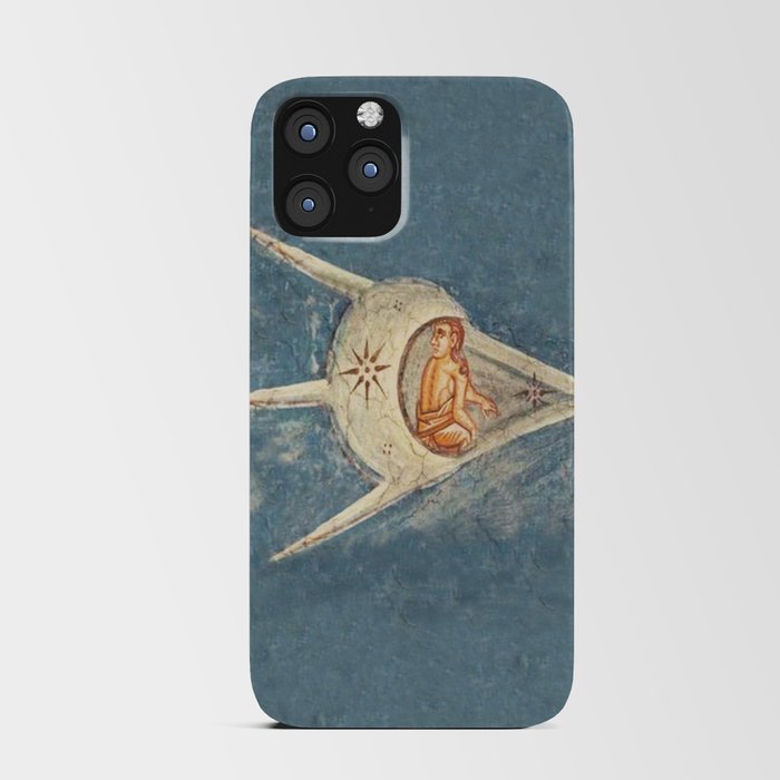 UFOs in Ancient Art. Fresco detail Crucifixion of Jesus. Decani Monastery Serbia. iPhone Card Case