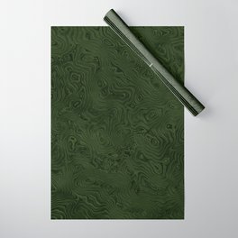 Luxury Moss Green Rippled Moiré Pattern Wrapping Paper