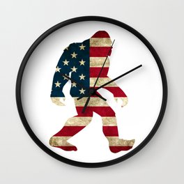 Bigfoot american flag Wall Clock