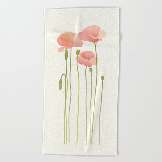 Blushing Poppies III Beach Towel
