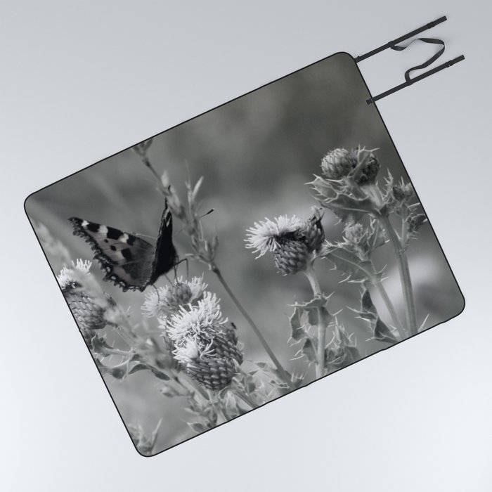 Butterfly on a Thistle in the Scottish Highlands Picnic Blanket