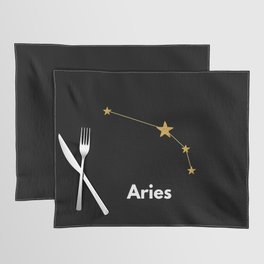 Aries, Aries Zodiac, Black Placemat