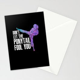 Don't Let The Ponytail Fool You Stationery Card