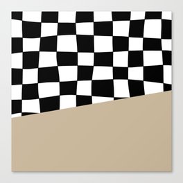 Checkered Stripe Block (tan/black/white) Canvas Print