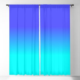 Neon Blue and Bright Neon Aqua Ombré Shade Color Fade Blackout Curtain
