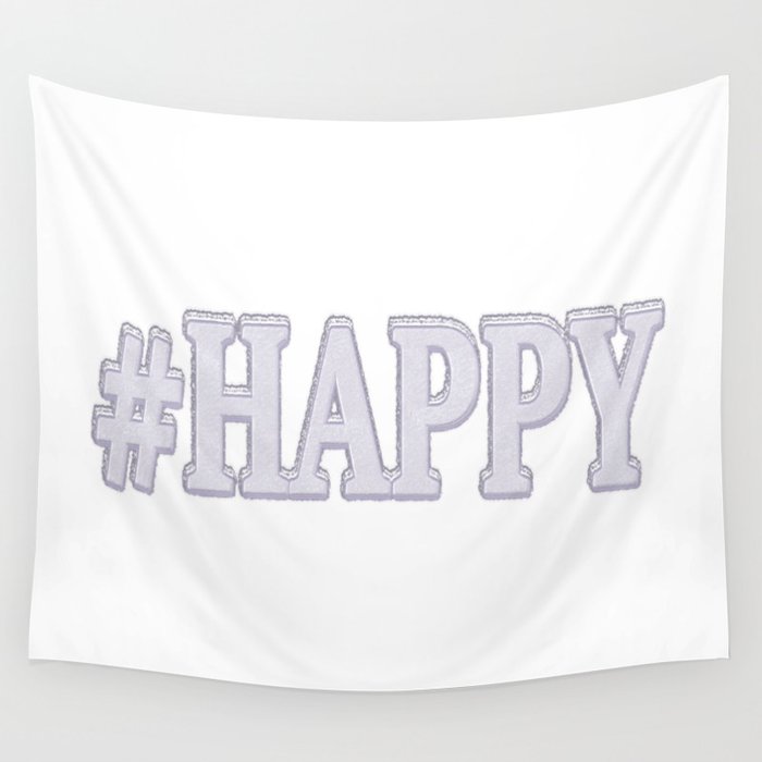 Cute Expression Design "#HAPPY". Buy Now Wall Tapestry