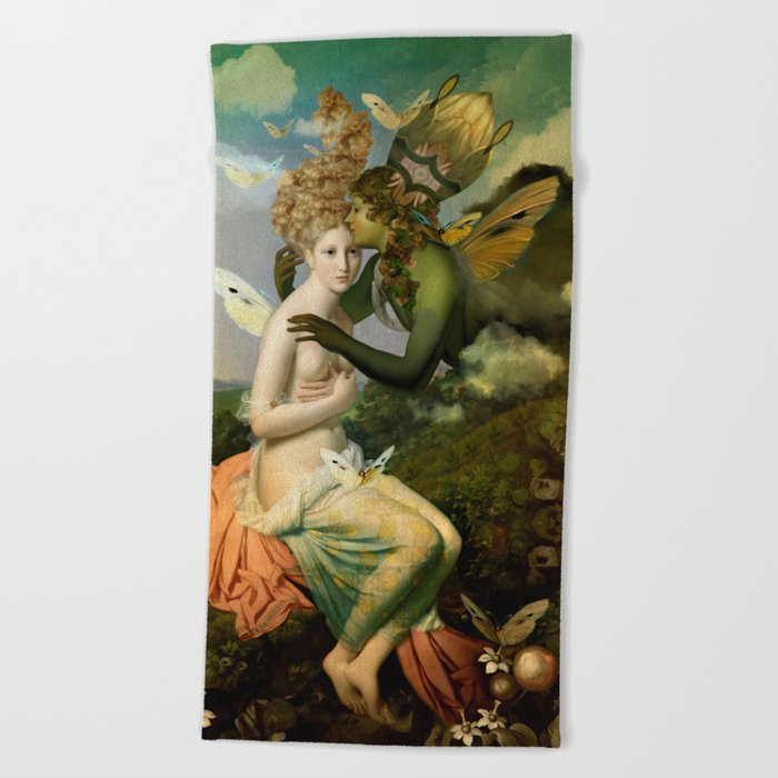 "The body, the soul and the garden of love" Beach Towel