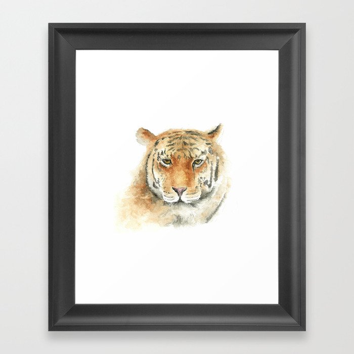 Tiger Watercolor Painting Framed Art Print