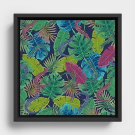 Joyful Jungle Lizard Pattern 1.0 Framed Canvas