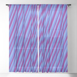 [ Thumbnail: Cornflower Blue, Royal Blue & Purple Colored Pattern of Stripes Sheer Curtain ]
