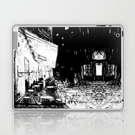 Cafe Terrace at Night By Vincent Van Gogh in Black and White Laptop & iPad Skin
