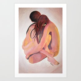 Intimate Couple Hugging and Staying In Touch Art Print