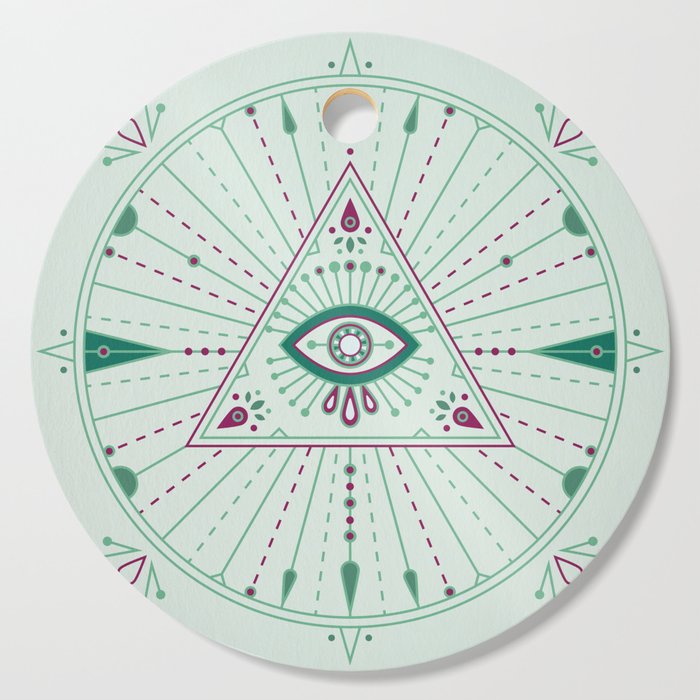 Evil Eye Mandala – Mint Cutting Board