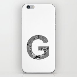 capital letter G in black and white, with lines creating volume effect iPhone Skin
