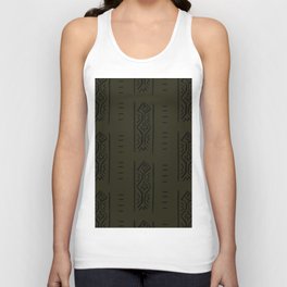 Mud Cloth Mercy Forest Green and Black Pattern  Unisex Tank Top