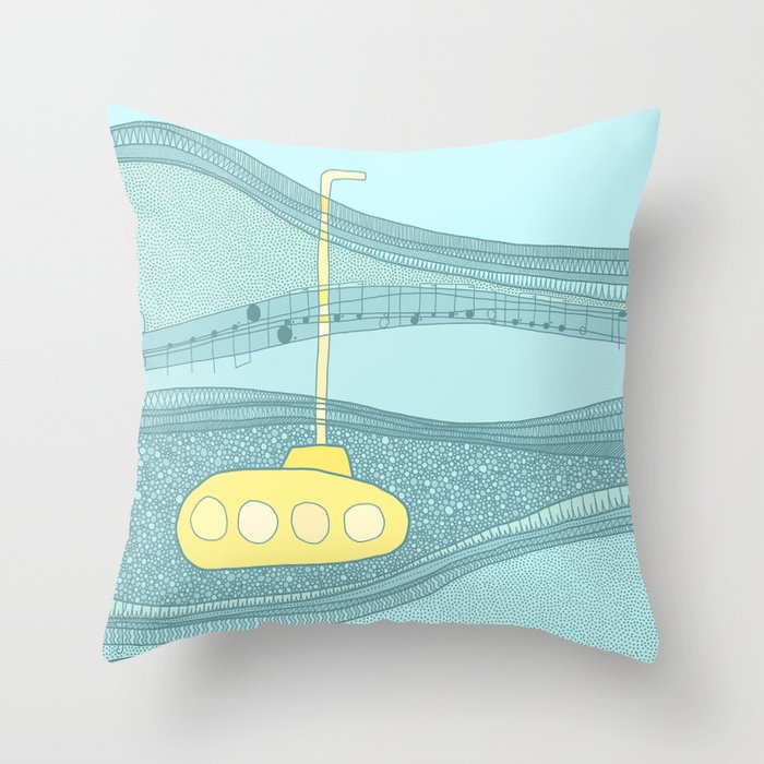 Yellow Submarine Throw Pillow