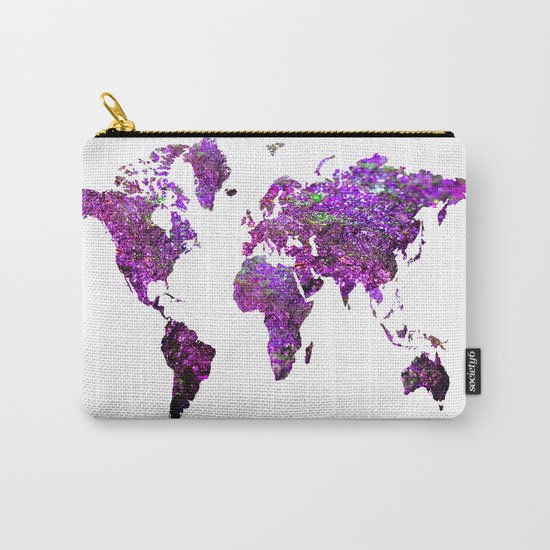 Purple World Map Carry-All Pouch