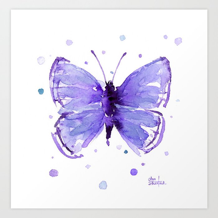 Butterfly Painting Purple Violet Abstract Butterfly Art Print By