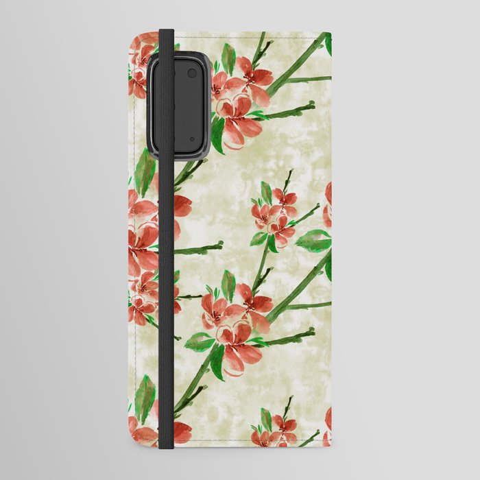 Spring flowers. Blooming tree. Collage of flowers on watercolor background. Use printed materials, signs, items, s, maps, posters, postcards, packaging. Seamless pattern. Android Wallet Case
