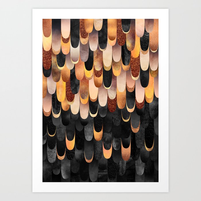Feathered - Copper And Black Art Print