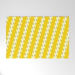 [ Thumbnail: Yellow and Mint Cream Colored Stripes/Lines Pattern Welcome Mat ]