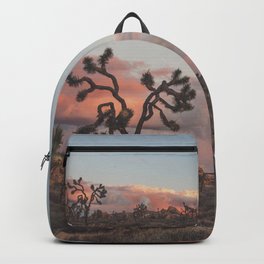 Joshua Tree Sunset Photograph. No. 2 Backpack | Nature, Curated, Clouds, Sky, Travel, Photo, Desertsunset, Joshuatree, Pink, Blue 