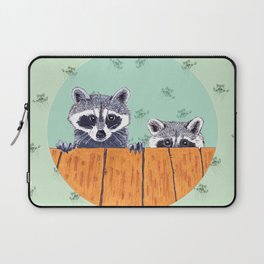 Peeking Raccoons #3 Pastel Green Laptop Sleeve
