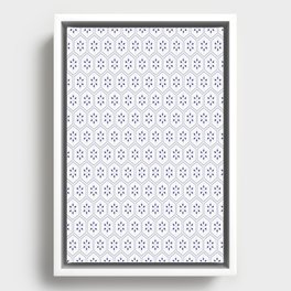 Blue and White Hexagonal Pattern Framed Canvas