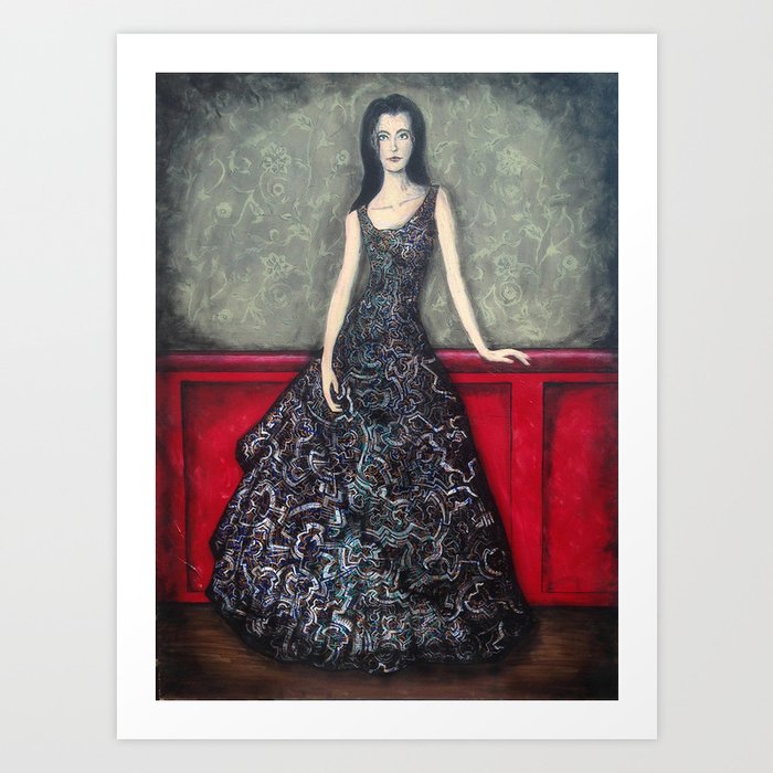 Woman in an Electric Dress Art Print
