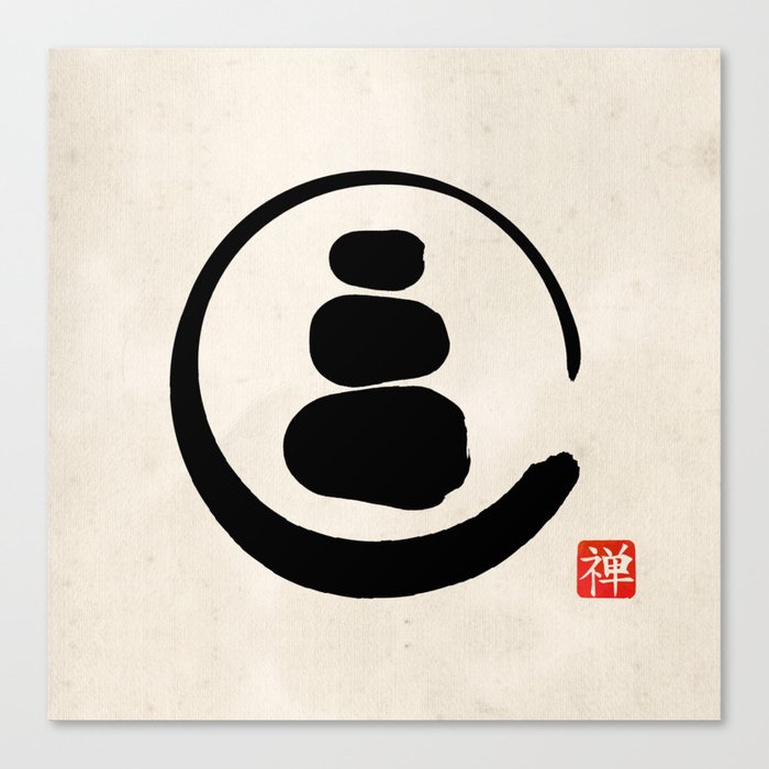 Zen Enso Circle and Zen stones Canvas Print