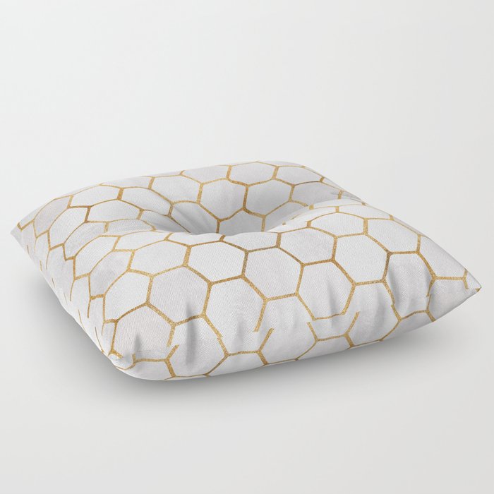 Neutral Geometric Hexagon Pattern Floor Pillow