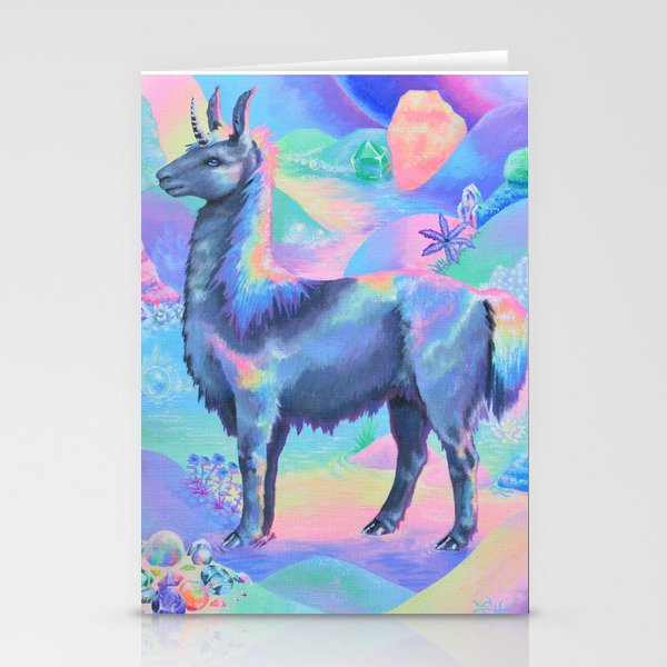 Silver Unicorn Llama Stationery Cards