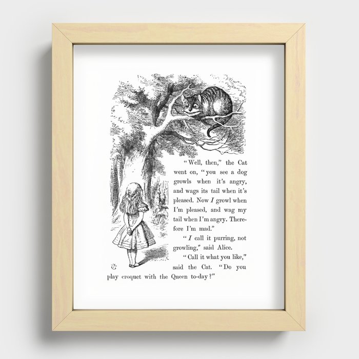 Alice in Wonderland, Alice and Cheshire Cat available as Framed