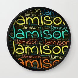 Jamison Wall Clock | Grandfather Nephew, Buddy Soft Present, Male Jamison, Husband Merch Text, Man Baby Boy, Hand Lettering Son, Colors First Name, Special Dad Daddy, Vidddie Publyshd, Birthday Popular 