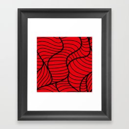 Red & Black Color Leaves Line Design Framed Art Print