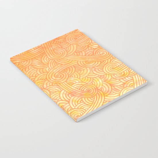 Ombre yellow and orange swirls doodles Notebook