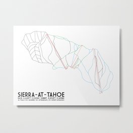 Sierra-At-Tahoe, CA - Minimalist Trail Art Metal Print | Vector, Illustration, Graphic Design, Abstract 