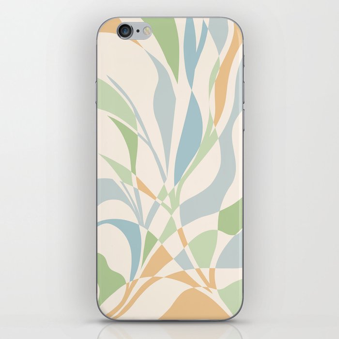 PROTECT YOUR ENERGY with Liquid retro abstract pattern in blue, green and cream iPhone Skin