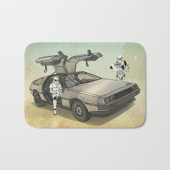 Lost, searching for the DeathStarr _ 2 Stormtrooopers in a DeLorean Bath Mat
