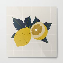 Summer lemon print Metal Print