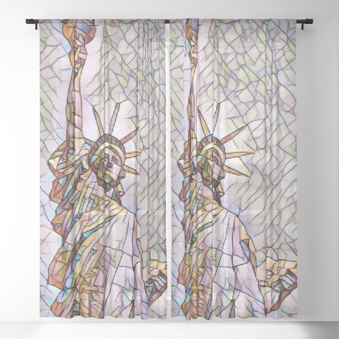 Statue of Liberty Mosaic Sheer Curtain