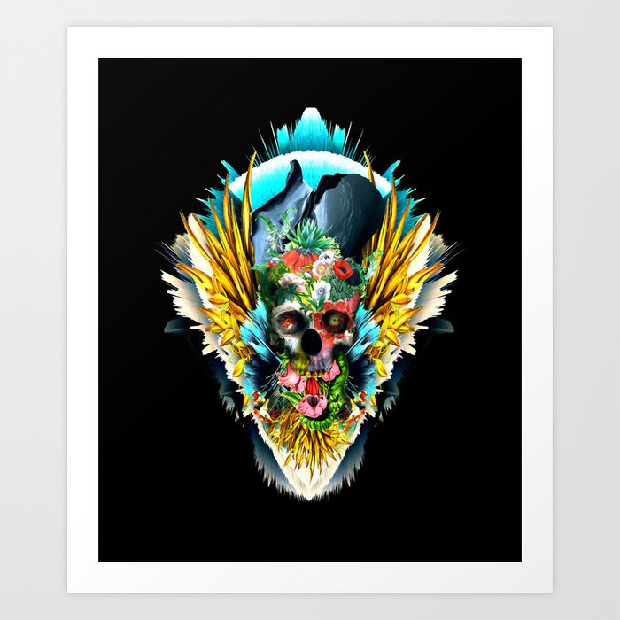 Floral Skull Vivid II Art Print