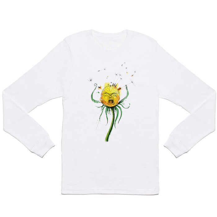 Angry Flower Whimsical Art Long Sleeve T Shirt