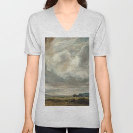 Landscape with clouds by John Constable V Neck T Shirt