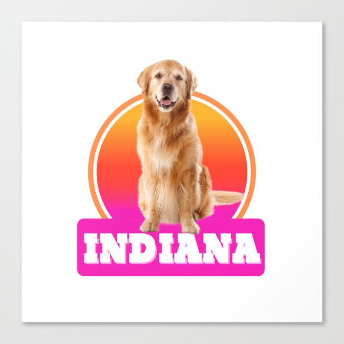 Indiana state and Golden retrievers  Canvas Print