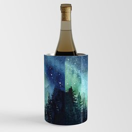 Galaxy Watercolor Aurora Borealis Painting Wine Chiller