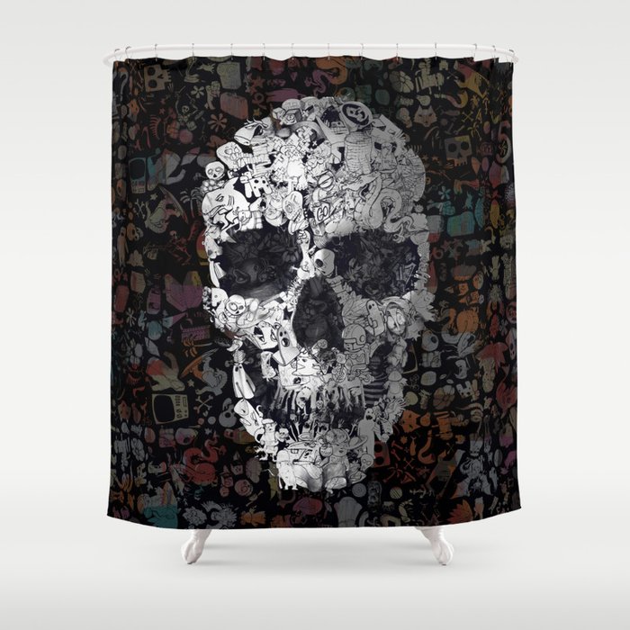 Doodle Skull Shower Curtain