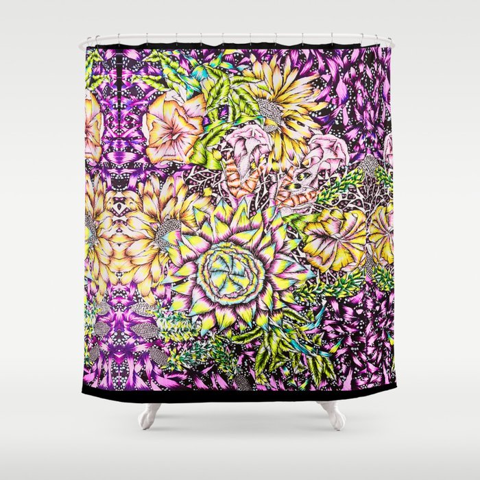 Whimsical Floral Pattern Shower Curtain