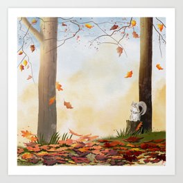 Squirrel In Autumn  Art Print