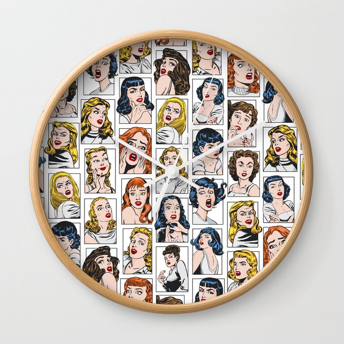 Vintage Pulp Comic Pop Culture Pin Up Girl Art Pattern Color Wall Clock
